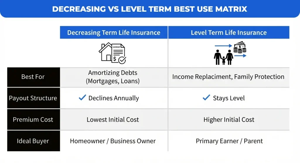 decreasing-vs-level-term-best-use-matrix